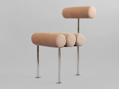 Chair with steel frame and nubuck upholstery HIRO 101 Copenhagen