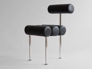 Chair with steel frame and leather upholstery HIRO 101 Copenhagen