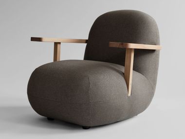 Upholstered armchair with wooden armrests TOE 101 Copenhagen