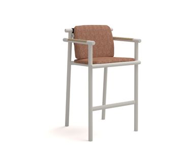 High powder coated aluminium garden stool with back AURORA CORD SEMISTOOL 10Deka