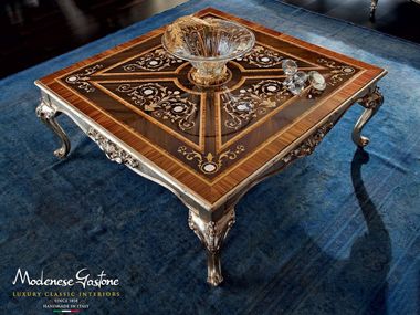 Casa Padrino table basse baroque de luxe or antique / blanc 120 cm - Meubles de