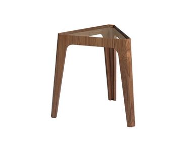 Tavolino alto triangolare in legno e vetro 2106 Angel Cerdá