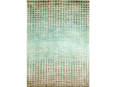 Rectangular wool rug PERSPECTIVES IN MINT GREEN ON BROWN Zollanvari