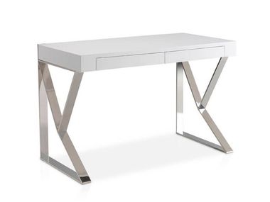 Scrivania rettangolare in acciaio inox e legno 3014 Angel Cerdá