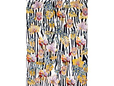 Rectangular wool rug with floral pattern ZEBRAS AMIDST BLOOMS 4 Zollanvari