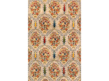 Rectangular wool rug with floral pattern GARLANDS & CYPRESSES 1 Zollanvari