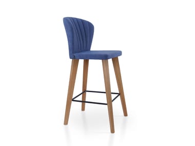 5A Design, GLORIA BAR OAK Sgabello alto in pelle con poggiapiedi