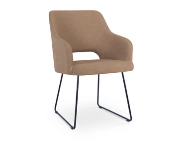 5A Design, PARADISE SLED Sedia a slitta in pelle con braccioli