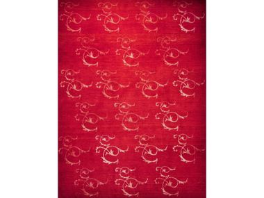 Rectangular patterned wool and silk rug CELADON IN RED Zollanvari