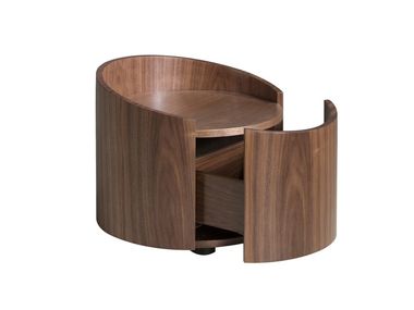 Comodino rotondo in legno impiallacciato con cassetti 7130 Angel Cerdá