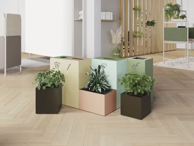 Waste sorting bins and planters
