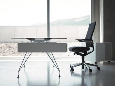 A1 DIRECTIONAL Rectangular glass executive desk with drawers By BK ...