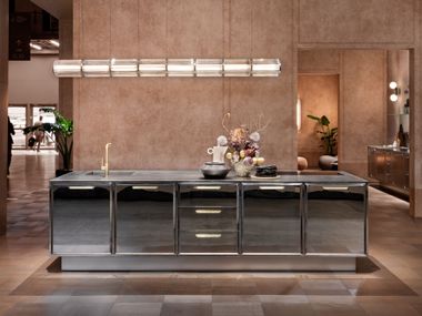 Custom stainless steel kitchen with island TU ABIMIS