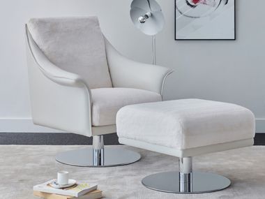 Fauteuil pivotant en cuir avec repose-pieds ACHILLE Duvivier Canapés
