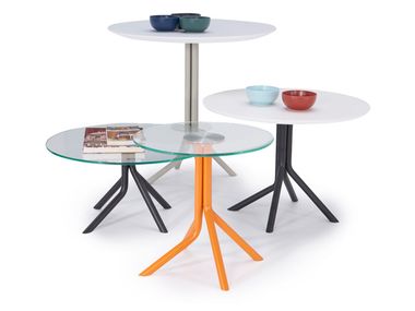 Round wood and glass high side table BOB ADDO Furniture