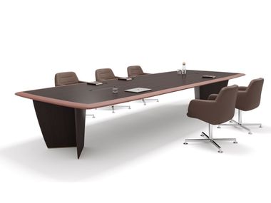 Mesa de reunião retangular de madeira com sistemas porta-cabos NEL ADDO Furniture