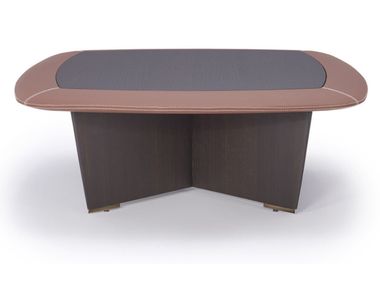 Square wooden and leather coffee table NEL ADDO Furniture