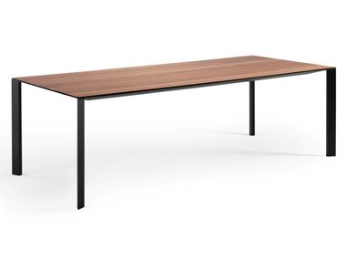 Extending rectangular wood veneer table AKASHI