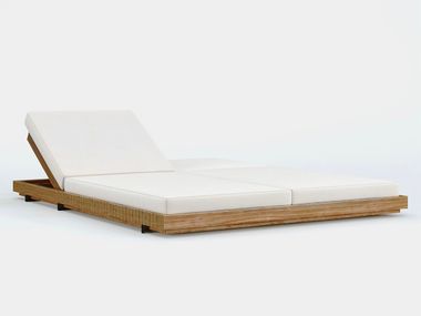 Outdoor Chaise longue with solid Iroko wood structure CODE - CAPRI AKT GROUP