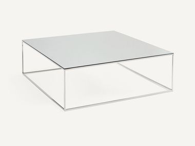 Mesa de centro baixa quadrada de metal cromado MAHAUT AMPM