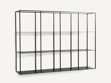Open tempered glass and metal bookcase PARALLEL AMPM