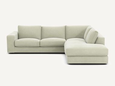 Sofá de canto em veludo stonewashed SKANDER AMPM