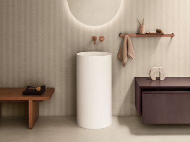 Mobile bagno con lavabo rotondo freestanding in Geablu HITO CON MONOLITE HT1047 ARBLU