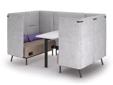 Fireproof fabric office booth with USB socket AROUND LAB Leyform