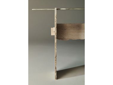 BARCO Travertine and glass console table By ARTE VENEZIANA