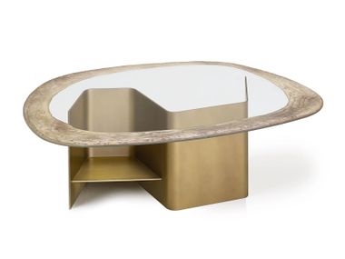 Low brass and glass coffee table MONZINO ARTE VENEZIANA