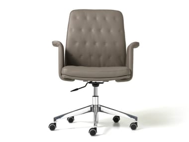 Swivel Eco-leather office chair with 5-Spoke base with castors ARTÙ | Height-adjustable office chair