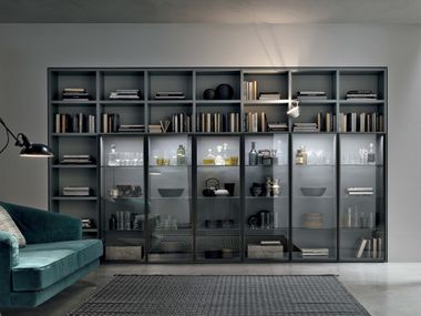 Freestanding wooden bookcase with built-in lights ATLANTE UNIT AT206 Tomasella