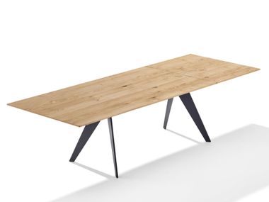 Extending rectangular wooden dining table ATLAS - BASE 5 Draenert