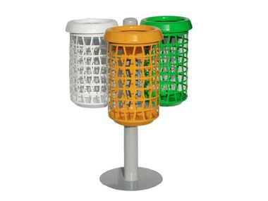 Steel litter bin for waste sorting ECO ISOLA WITH 3 INSPECTABLE BINS A.U.ESSE