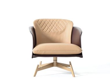 Poltroncina a razze in pelle con braccioli AMORINO Able