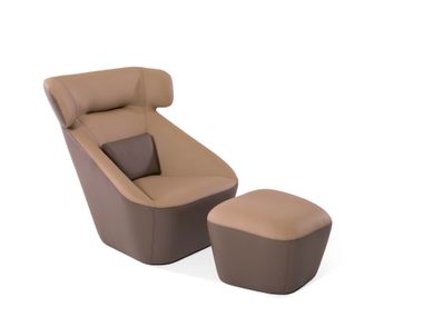 Poltrona a orecchioni in pelle con poggiatesta KING SPENCER Able