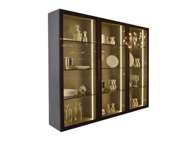 Wood and glass display cabinet with integrated lighting LUXOR Able