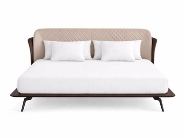 Letto matrimoniale in pelle con testiera imbottita SORELLINA Able