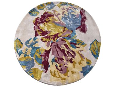 Round long pile rug with floral pattern MONET ROUND Ademi