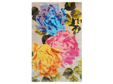 Rectangular long pile rug with floral pattern MONET Ademi