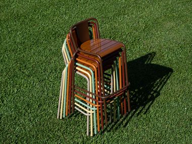 Bar stool with izombé wood seat 786 - B Adico