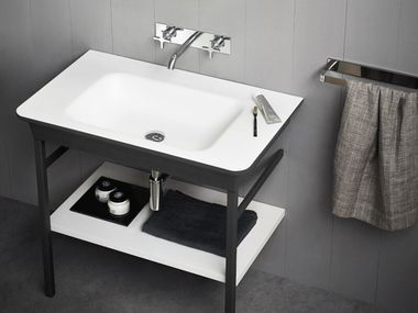 Console rectangular Cristalplant® washbasin NOVECENTO XL Agape