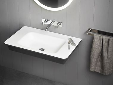Wall-mounted rectangular Cristalplant® washbasin NOVECENTO XL Agape