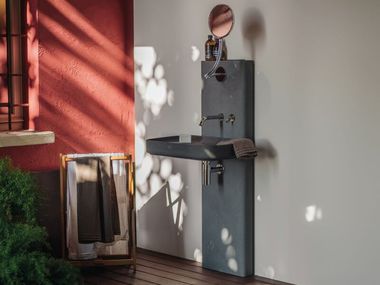 Pedestal rectangular cement washbasin PETRA Agape