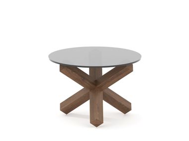 Round side table in solid wood and glass DUB Air Division