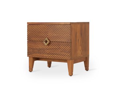 Comodino in teak con cassetti DRITTO Alankaram