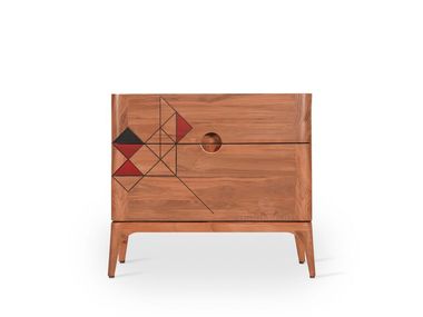 Comodino in teak con cassetti FOLIGA Alankaram