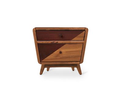 Comodino in teak con cassetti HUVI Alankaram