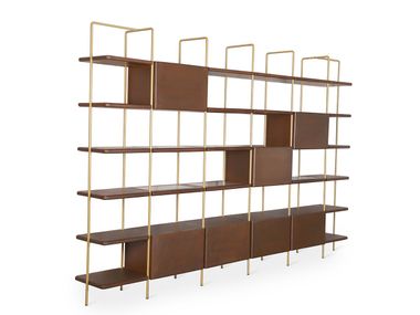 Open teak and metal bookcase REFU Alankaram