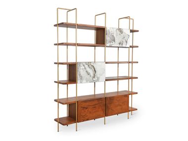 Open teak and metal bookcase REFU Alankaram